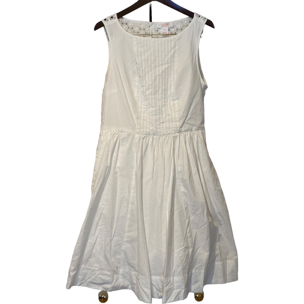 NWT White Cotton A-Line Dress with Lace Back Detail Size 10